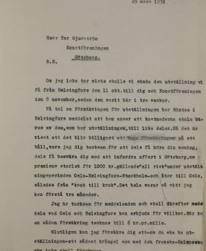 Carta a Tor Bjurstöm