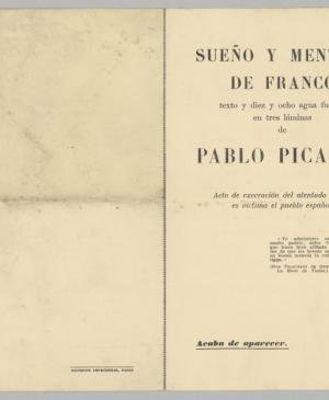 EN Boletín de suscripción por la compra de Sueño y mentira de Franco de Pablo Picasso