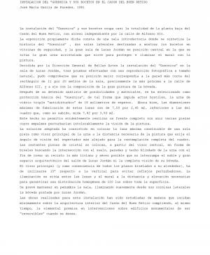 Notes on the installation of Guernica and sketches in the Casón del Buen Retiro