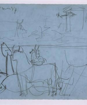 Estudio de composición (II). Dibujo preparatorio para «Guernica»