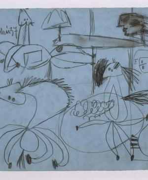 Estudio de composición (III). Dibujo preparatorio para «Guernica»