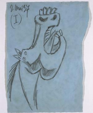 Estudio para la cabeza de caballo (I). Dibujo preparatorio para Guernica