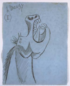 Estudio para la cabeza de caballo (II). Dibujo preparatorio para Guernica