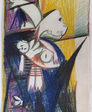 Madre con niño muerto en escalera (II). Dibujo preparatorio para «Guernica»