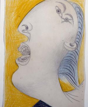 Cabeza de mujer (I). Dibujo preparatorio para «Guernica»
