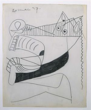 Cabeza de caballo (I). Dibujo preparatorio para «Guernica»