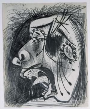 Estudio de cabeza llorando (II). Dibujo preparatorio para «Guernica»
