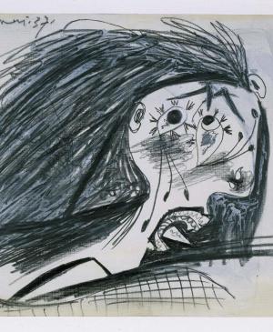 Cabeza llorando (I). Dibujo preparatorio para «Guernica»