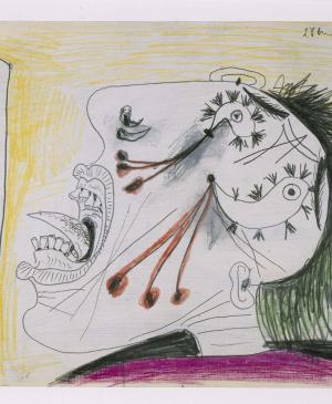 Cabeza llorando (II). Dibujo preparatorio para «Guernica»