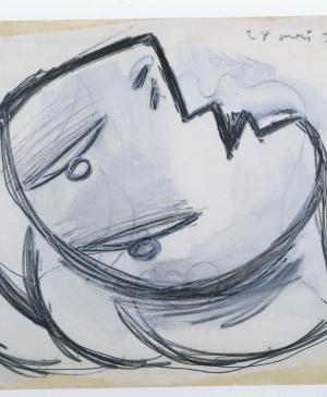 Cabeza. Dibujo preparatorio para «Guernica»