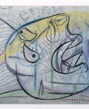 Cabeza llorando (III). Dibujo preparatorio para «Guernica»