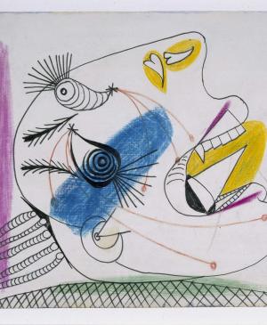 Estudio para una cabeza llorando (I). Dibujo preparatorio para «Guernica»