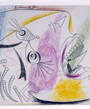 Estudio para una cabeza llorando (III). Dibujo preparatorio para «Guernica»