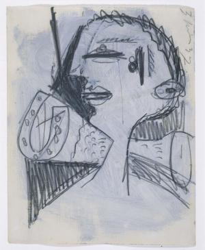 Cabeza del guerrero y pata del caballo. Dibujo preparatorio para «Guernica»