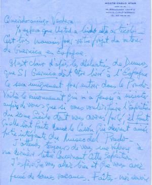 Letter from Douglas Cooper to Evelio Verdera