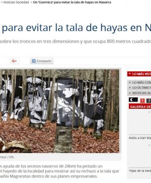 Un 'Guernica' para evitar la tala de hayas en Navarra