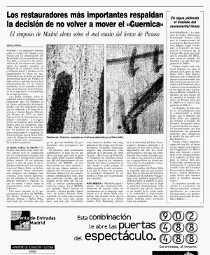 Los restauradores más importantes respaldan la decisión de no volver a mover el «Guernica»