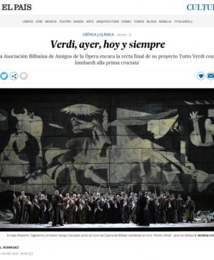 Background projection of Guernica at 'I Lombardi alla prima crociata (The Lombards on the First Crusade)' Verdi's opera