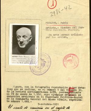 Ficha policial de Pablo Picasso, 1944-1951