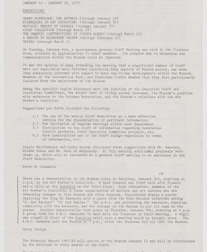 Boletín informativo interno del MoMA del 12-18 de enero de 1970