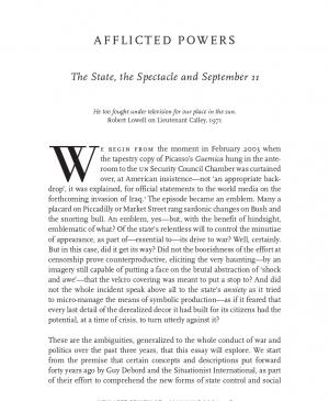 RETORT, “Afflicted Powers: The State, the Spectacle and September 11” [Poderes afligidos. El Estado, el espectáculo y el 11 de septiembre], <em>New Left Review</em>, Londres, vol. 27, mayo-junio, 2004, p. 5