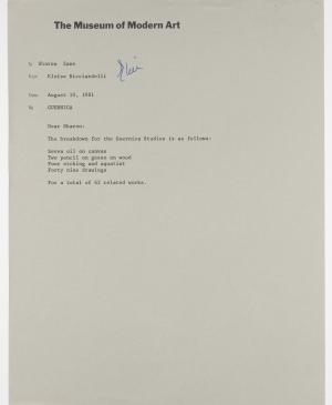 A letter from Eloise Ricciardelli to Sharon Zane